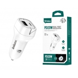 Cargador auto Inkax USB-A+C 3A 20W blanco